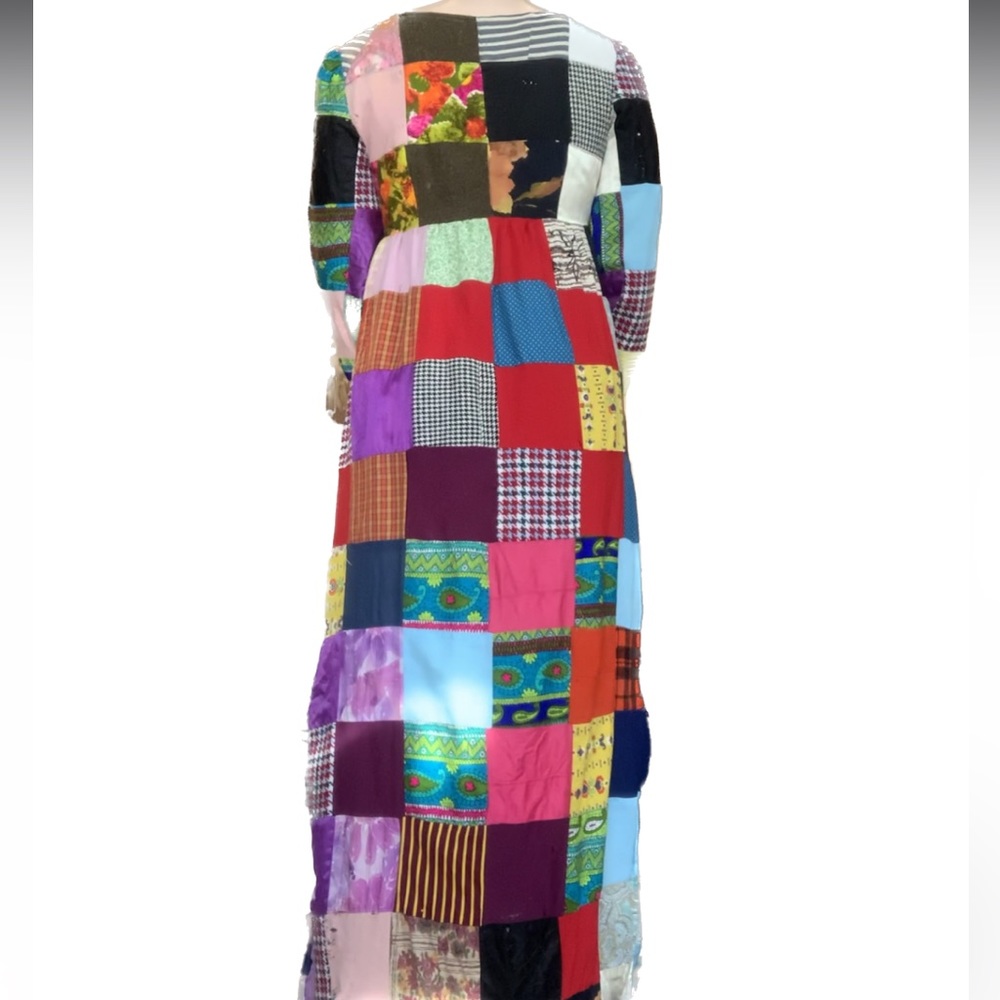 Vintage Handmade 1970s Patchwork Quilt Dress - Picture 2 of 11